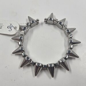 Sophia Collection Silver Spike and Rhinestone Stretch Bracelet BBS209R NWT